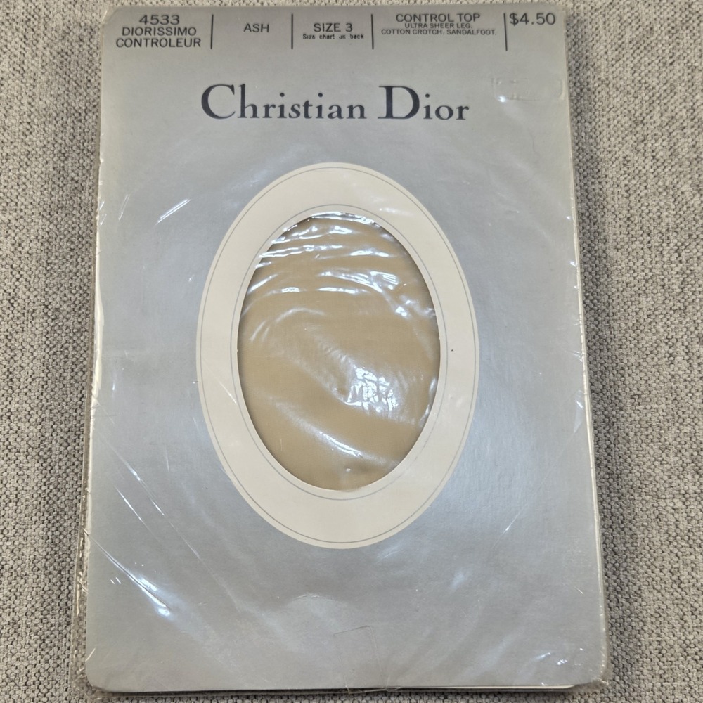 Vintage Christian Dior Pantyhose‎ Control Top Ultrasheer Ash Women's Size 3